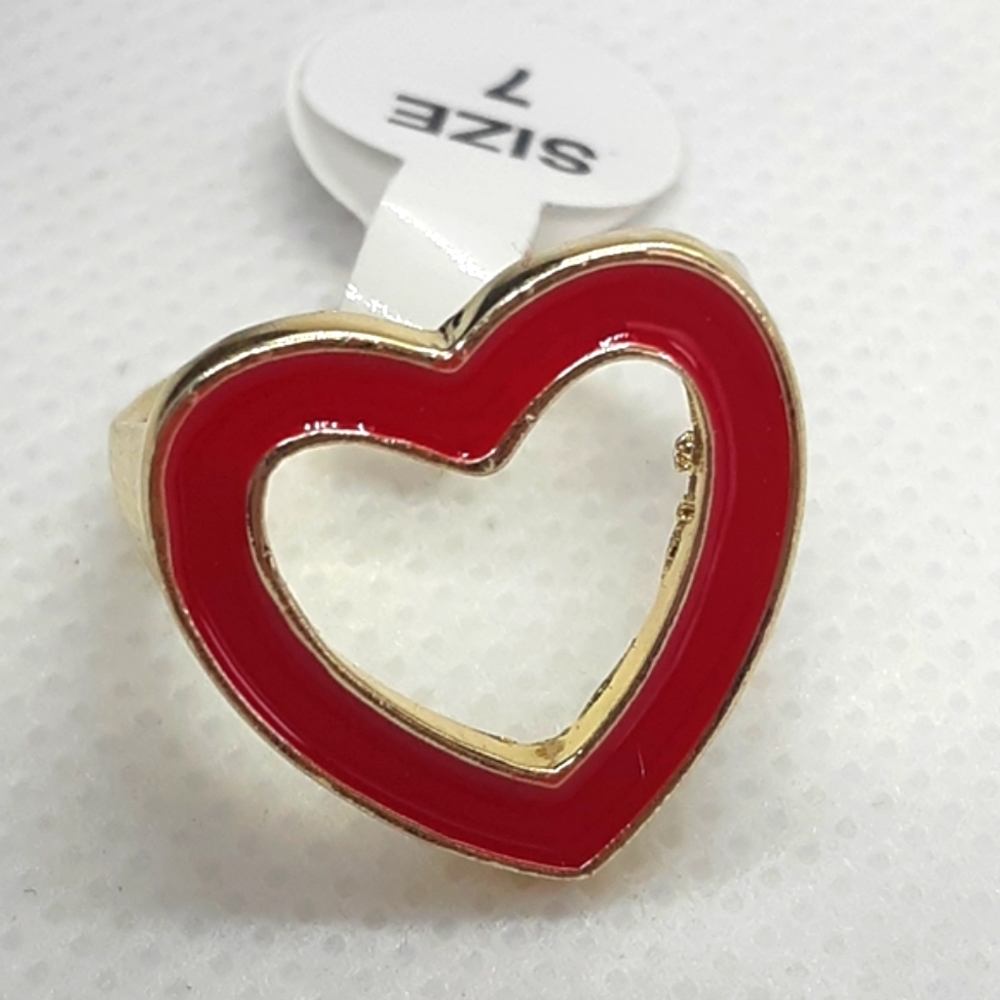 NWOT Red Gold Heart Ring - Picture 3 of 5